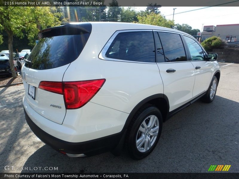 White Diamond Pearl / Beige 2016 Honda Pilot LX AWD