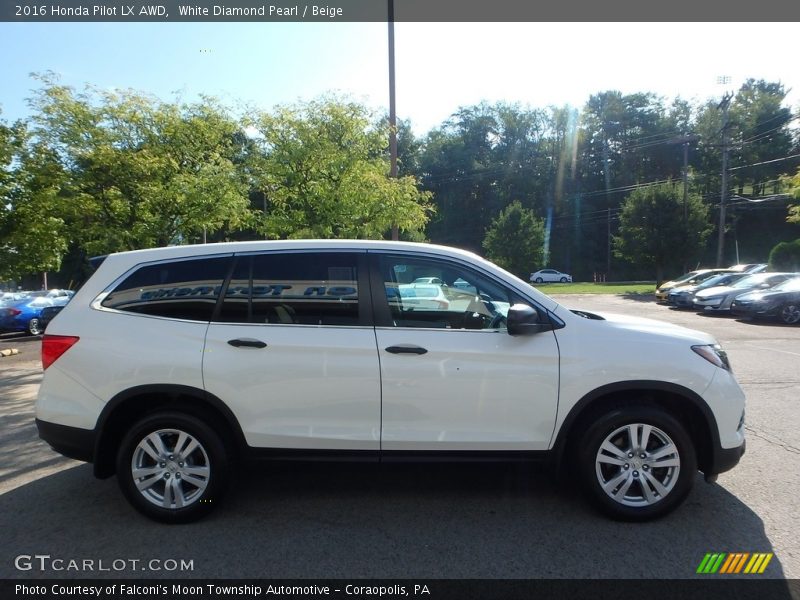 White Diamond Pearl / Beige 2016 Honda Pilot LX AWD