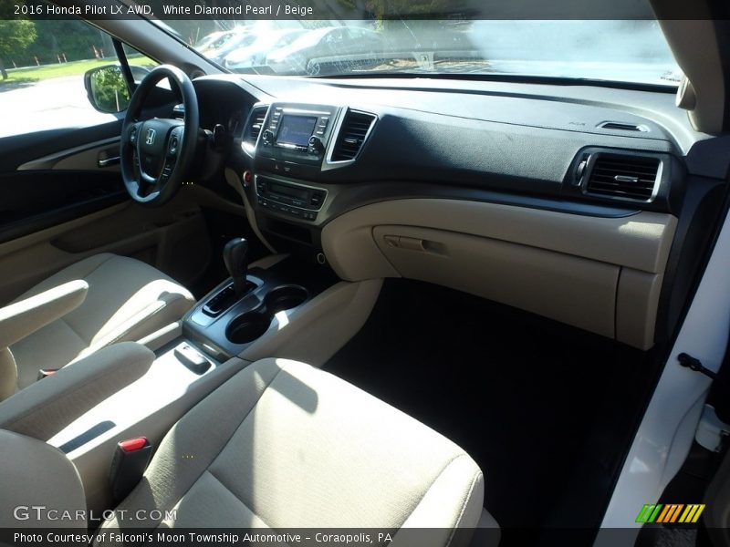 White Diamond Pearl / Beige 2016 Honda Pilot LX AWD