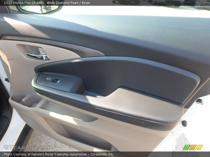 White Diamond Pearl / Beige 2016 Honda Pilot LX AWD