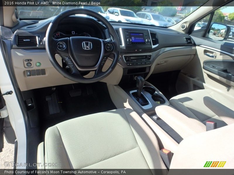 White Diamond Pearl / Beige 2016 Honda Pilot LX AWD