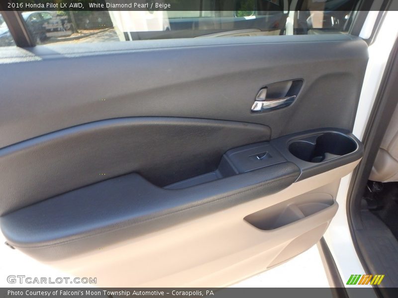 White Diamond Pearl / Beige 2016 Honda Pilot LX AWD