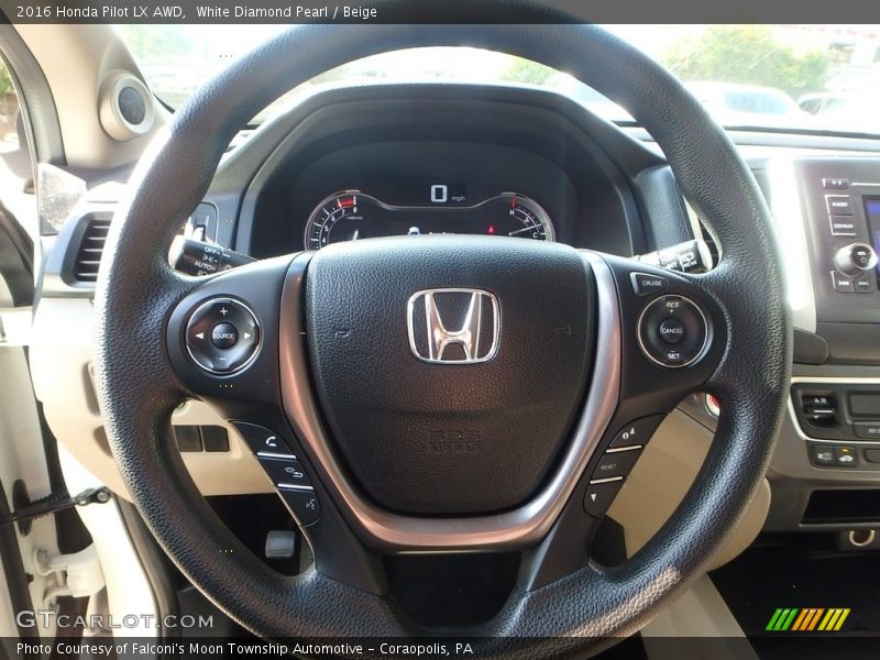 White Diamond Pearl / Beige 2016 Honda Pilot LX AWD