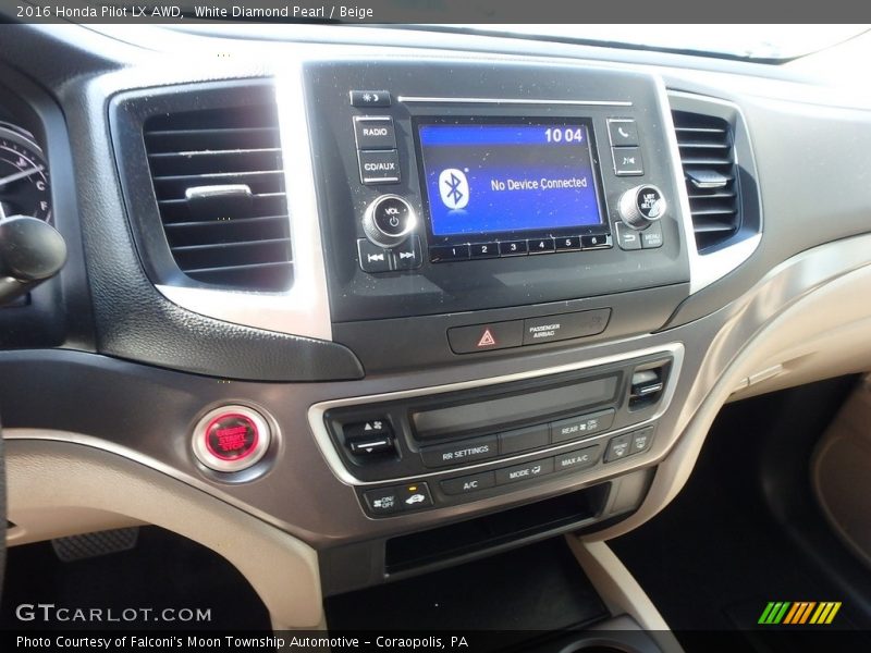 White Diamond Pearl / Beige 2016 Honda Pilot LX AWD