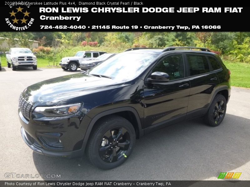 Diamond Black Crystal Pearl / Black 2019 Jeep Cherokee Latitude Plus 4x4