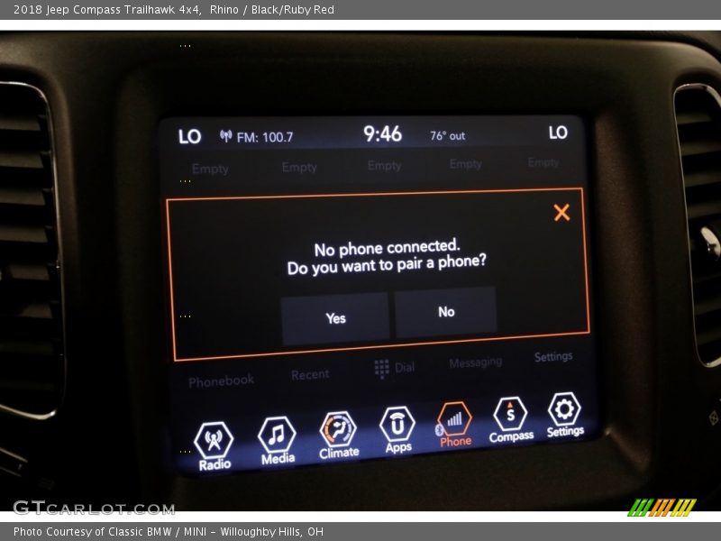 Rhino / Black/Ruby Red 2018 Jeep Compass Trailhawk 4x4