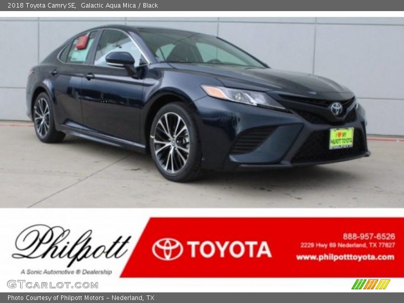 Galactic Aqua Mica / Black 2018 Toyota Camry SE