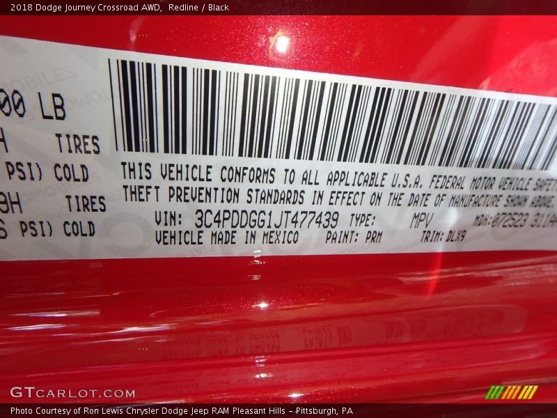 2018 Journey Crossroad AWD Redline Color Code PRM
