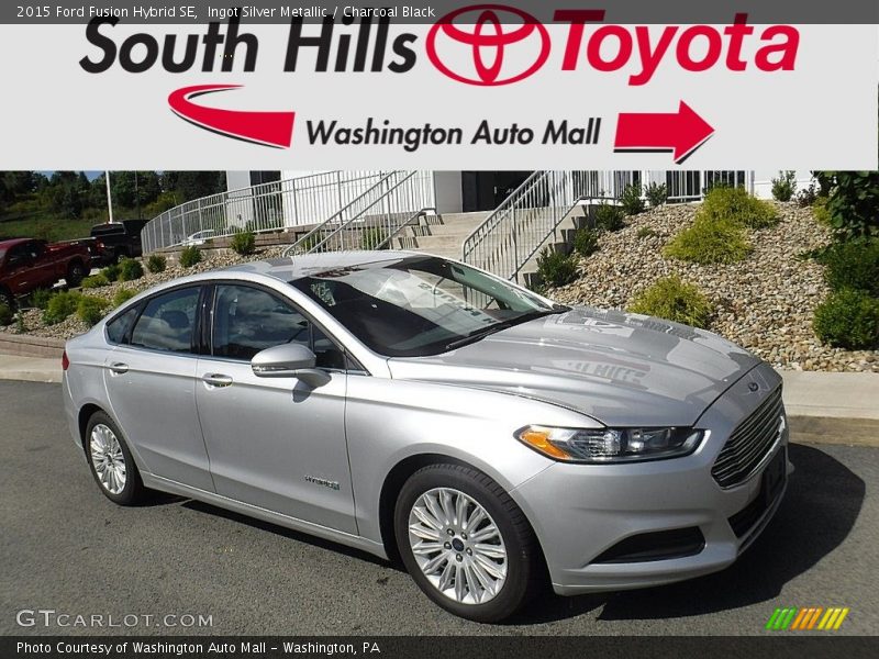 Ingot Silver Metallic / Charcoal Black 2015 Ford Fusion Hybrid SE