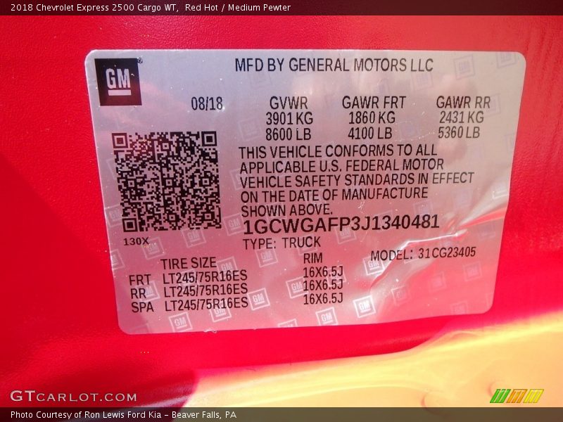 Red Hot / Medium Pewter 2018 Chevrolet Express 2500 Cargo WT