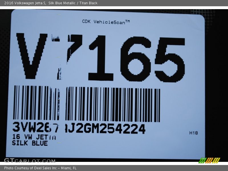 Silk Blue Metallic / Titan Black 2016 Volkswagen Jetta S
