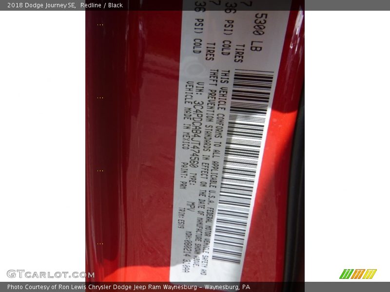 Redline / Black 2018 Dodge Journey SE