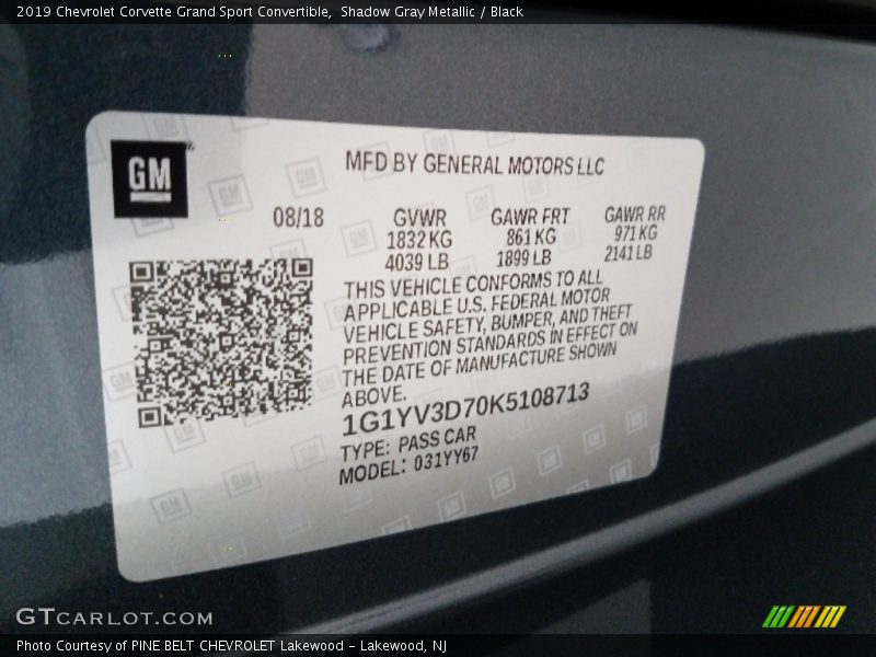 Shadow Gray Metallic / Black 2019 Chevrolet Corvette Grand Sport Convertible