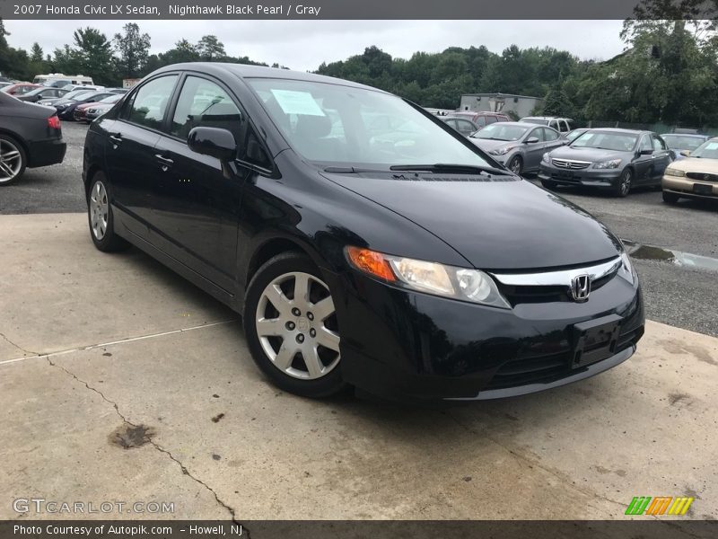 Nighthawk Black Pearl / Gray 2007 Honda Civic LX Sedan