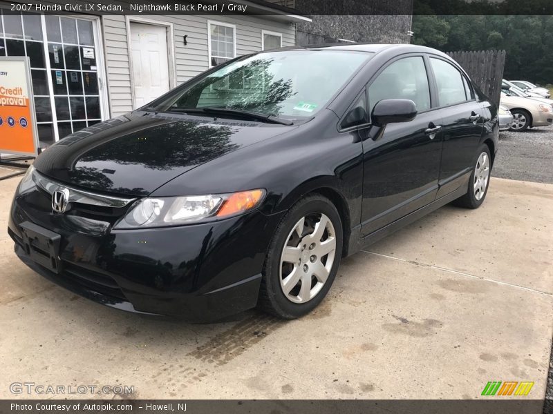 Nighthawk Black Pearl / Gray 2007 Honda Civic LX Sedan