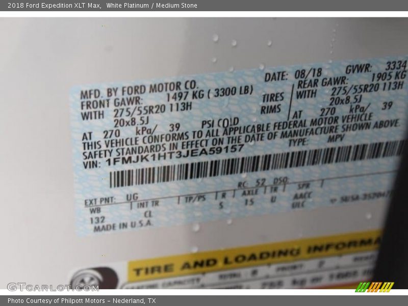 White Platinum / Medium Stone 2018 Ford Expedition XLT Max