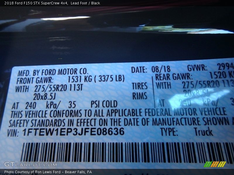 Lead Foot / Black 2018 Ford F150 STX SuperCrew 4x4