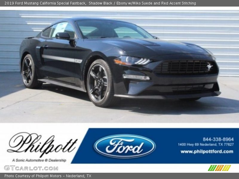 Shadow Black / Ebony w/Miko Suede and Red Accent Stitching 2019 Ford Mustang California Special Fastback