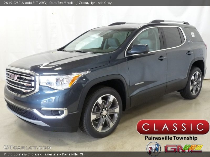 Dark Sky Metallic / Cocoa/Light Ash Gray 2019 GMC Acadia SLT AWD