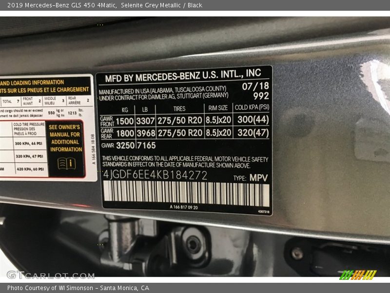 Selenite Grey Metallic / Black 2019 Mercedes-Benz GLS 450 4Matic