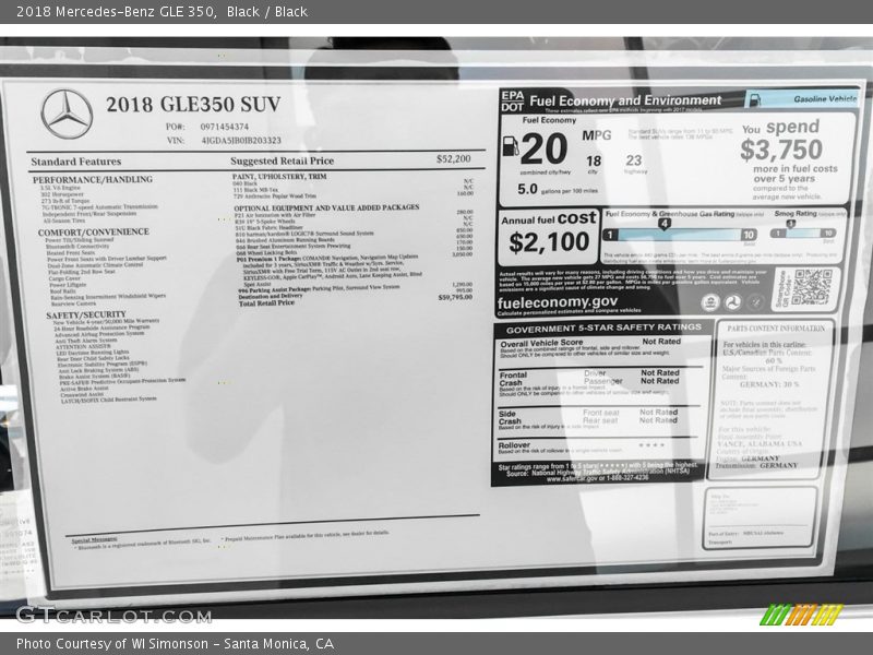 Black / Black 2018 Mercedes-Benz GLE 350