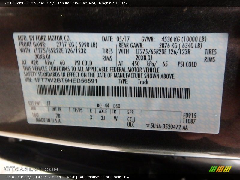Magnetic / Black 2017 Ford F250 Super Duty Platinum Crew Cab 4x4