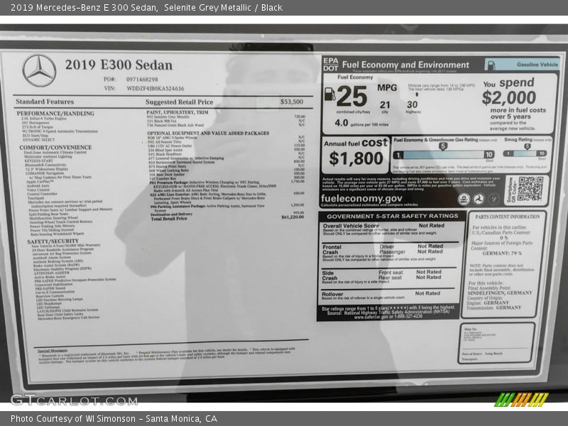 Selenite Grey Metallic / Black 2019 Mercedes-Benz E 300 Sedan