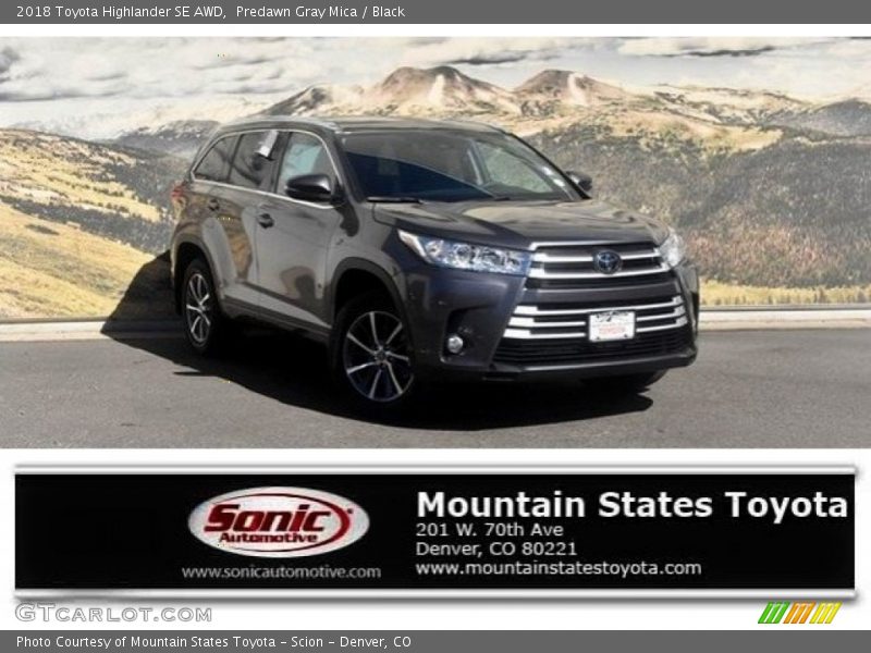 Predawn Gray Mica / Black 2018 Toyota Highlander SE AWD
