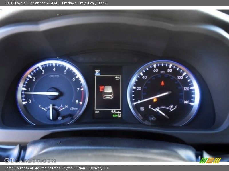 Predawn Gray Mica / Black 2018 Toyota Highlander SE AWD