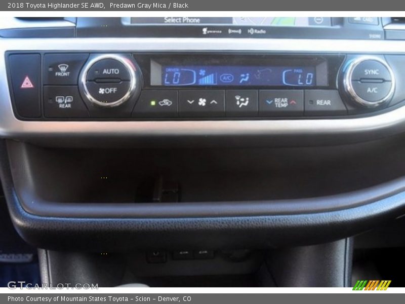 Predawn Gray Mica / Black 2018 Toyota Highlander SE AWD