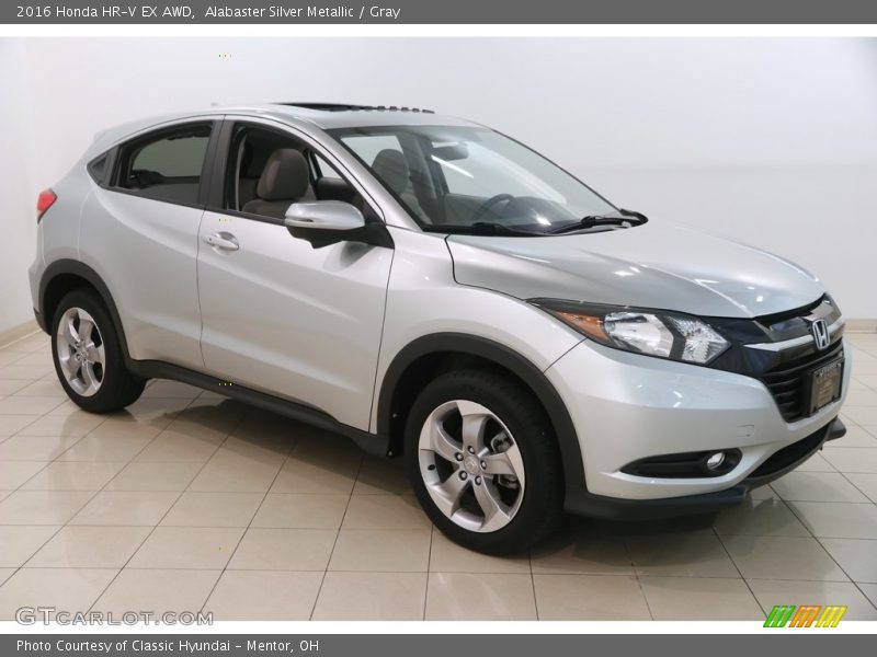 Alabaster Silver Metallic / Gray 2016 Honda HR-V EX AWD