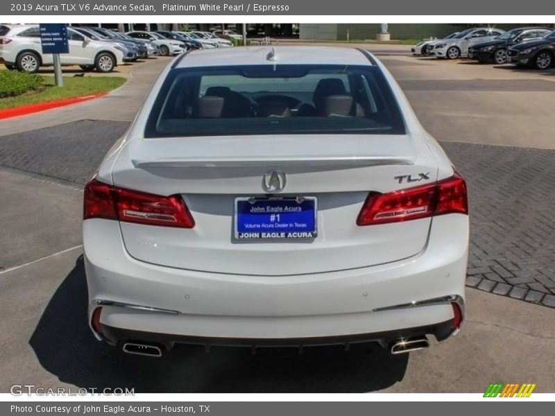 Platinum White Pearl / Espresso 2019 Acura TLX V6 Advance Sedan