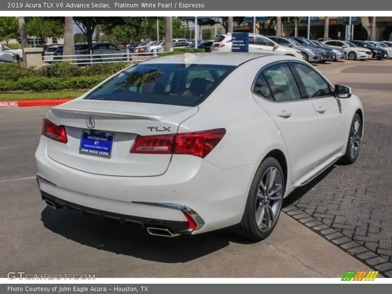 Platinum White Pearl / Espresso 2019 Acura TLX V6 Advance Sedan