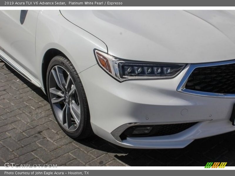 Platinum White Pearl / Espresso 2019 Acura TLX V6 Advance Sedan