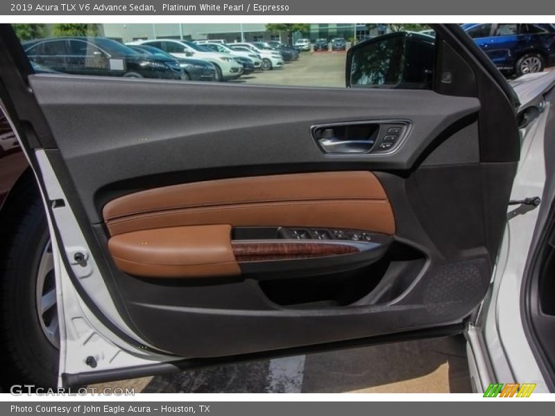 Platinum White Pearl / Espresso 2019 Acura TLX V6 Advance Sedan