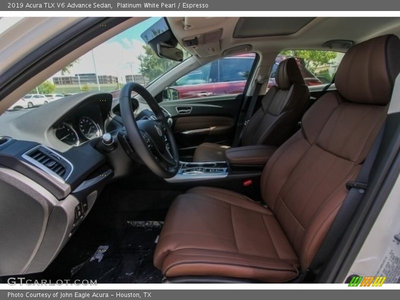 Platinum White Pearl / Espresso 2019 Acura TLX V6 Advance Sedan