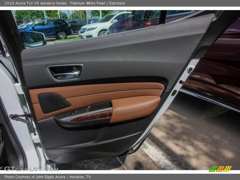 Platinum White Pearl / Espresso 2019 Acura TLX V6 Advance Sedan