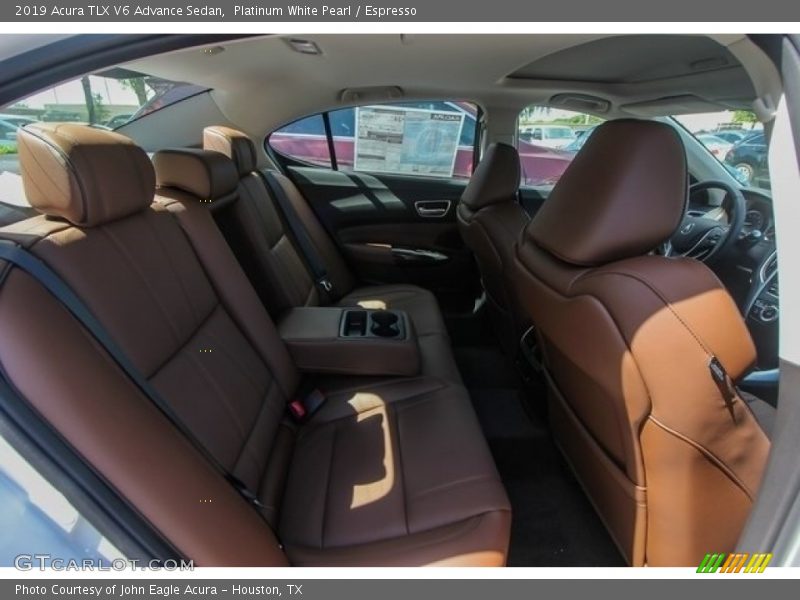 Platinum White Pearl / Espresso 2019 Acura TLX V6 Advance Sedan