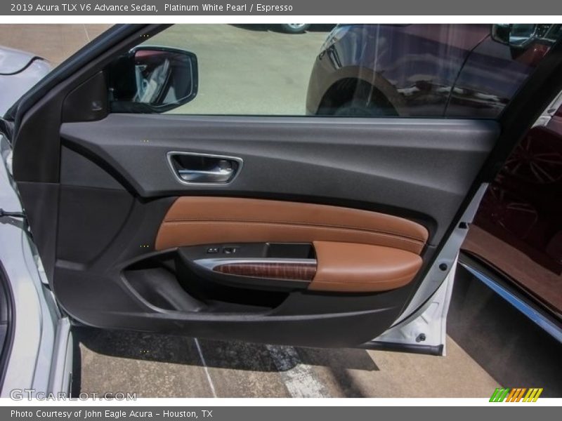 Platinum White Pearl / Espresso 2019 Acura TLX V6 Advance Sedan