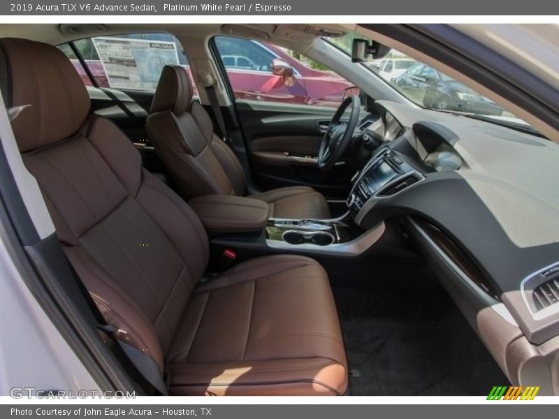 Platinum White Pearl / Espresso 2019 Acura TLX V6 Advance Sedan