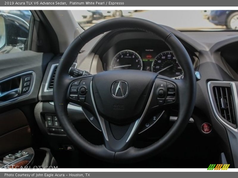 Platinum White Pearl / Espresso 2019 Acura TLX V6 Advance Sedan