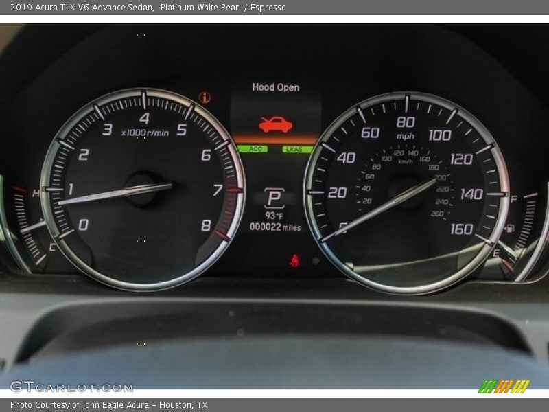 Platinum White Pearl / Espresso 2019 Acura TLX V6 Advance Sedan
