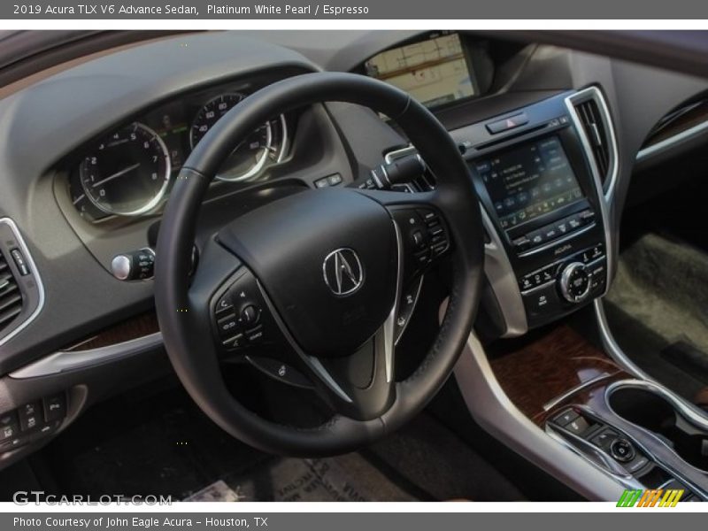 Platinum White Pearl / Espresso 2019 Acura TLX V6 Advance Sedan