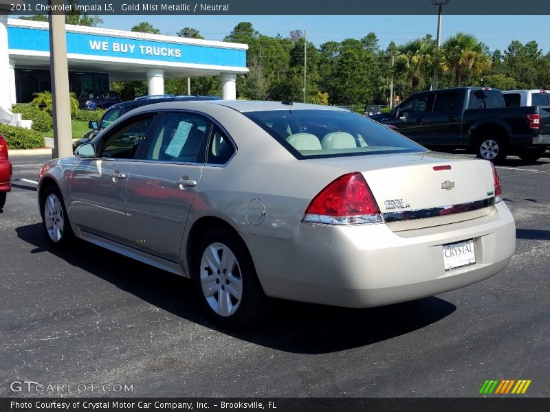 Gold Mist Metallic / Neutral 2011 Chevrolet Impala LS