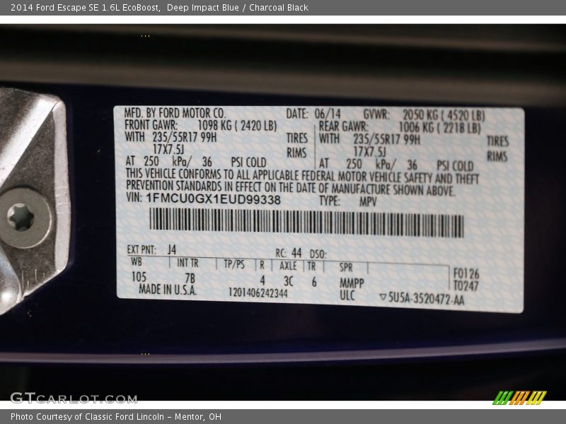Deep Impact Blue / Charcoal Black 2014 Ford Escape SE 1.6L EcoBoost