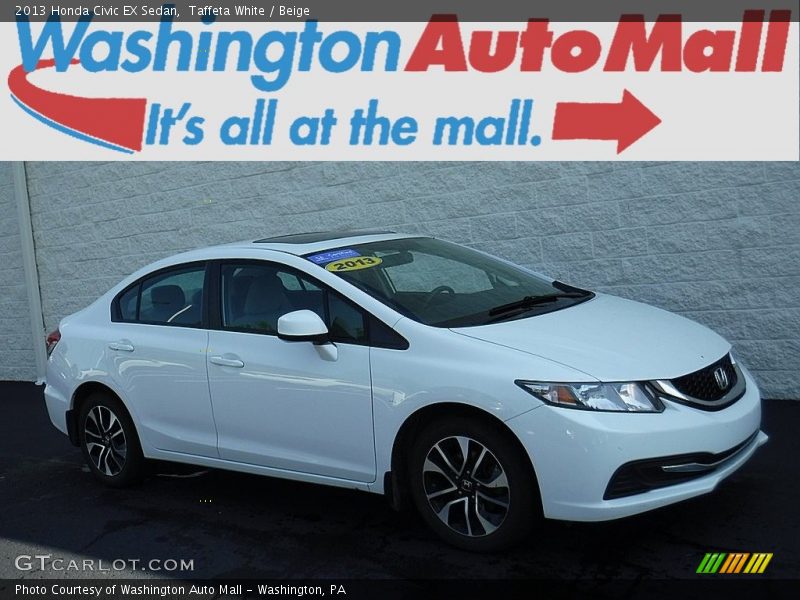 Taffeta White / Beige 2013 Honda Civic EX Sedan