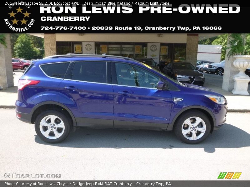 Deep Impact Blue Metallic / Medium Light Stone 2013 Ford Escape SE 2.0L EcoBoost 4WD