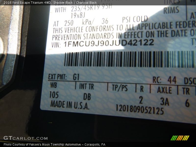 Shadow Black / Charcoal Black 2018 Ford Escape Titanium 4WD