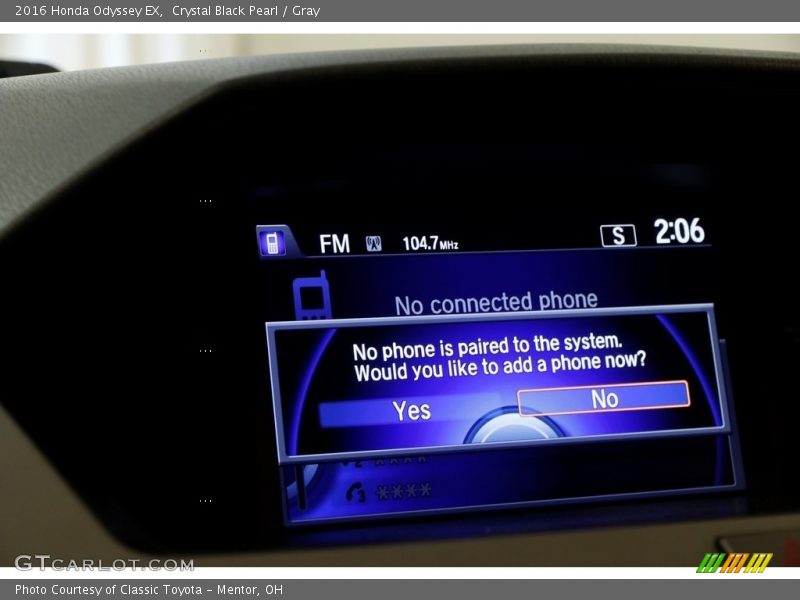 Crystal Black Pearl / Gray 2016 Honda Odyssey EX