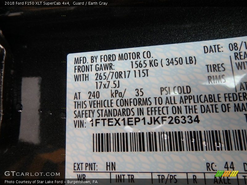 Guard / Earth Gray 2018 Ford F150 XLT SuperCab 4x4